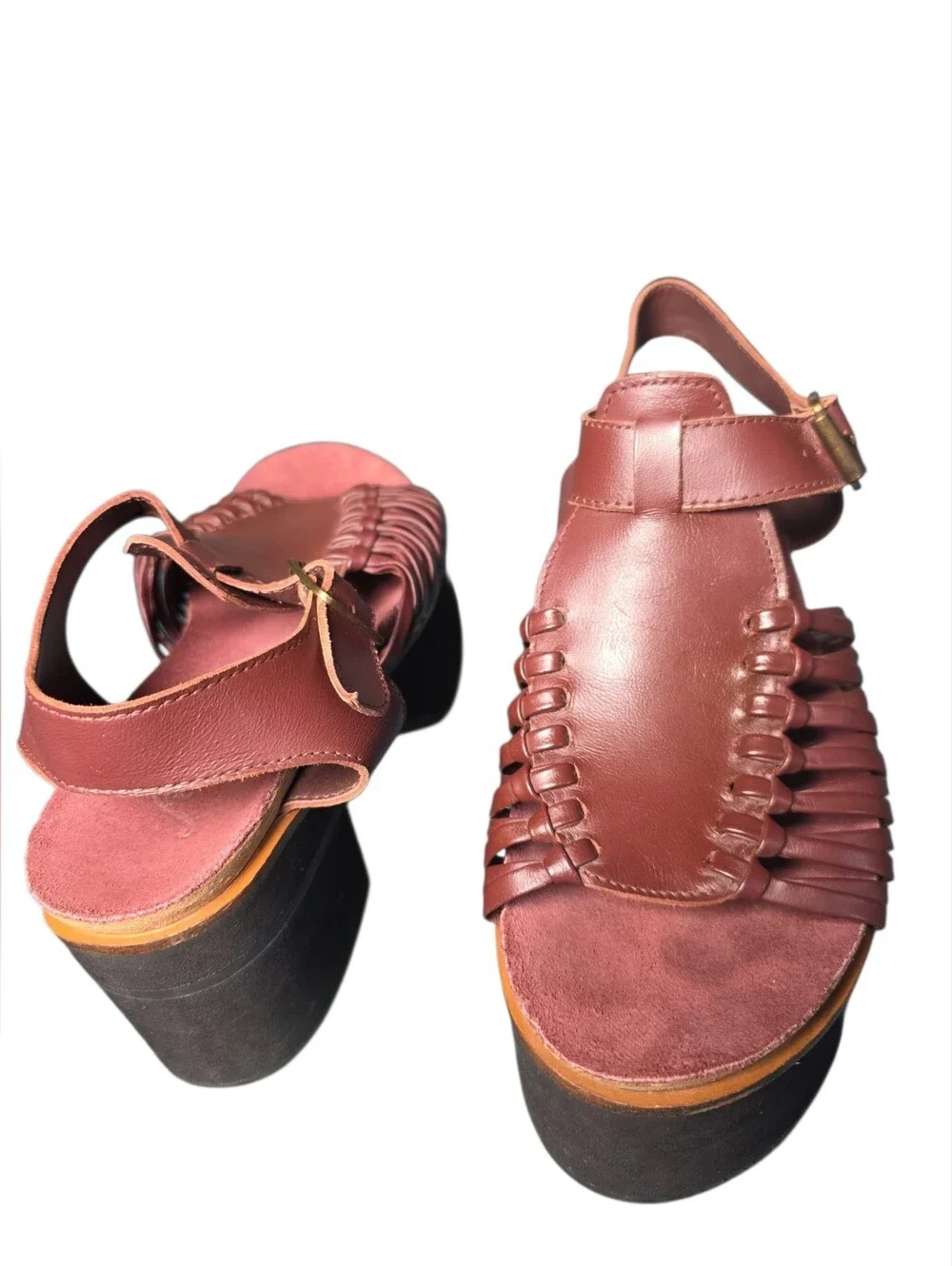 Free People Boho, Platform Huarache Sandals in Brick Red - Women's, Size 7.